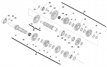 Distanzbuchse Getriebeausgang 250/300 2T ab mod 19, # 26261`