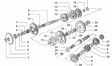 Seegerring 20 Getriebeausgang, 80-144ccm. # 49216´