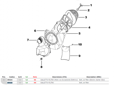 Flügelschraube Luftfilter modell KS, # 49418.