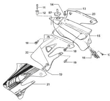 Kühlerverkleidung 2T links 04/07 blau. # 67162`