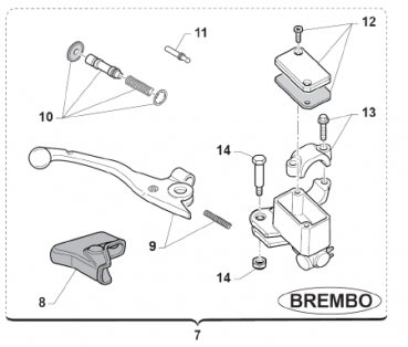Handbremshebel Brembo original für Bremspumpe 69248. # 69357`
