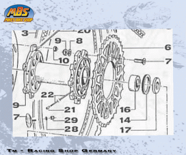 Distanzbuchse Hinterrrad modell 1996 bis 2004, # 70009´