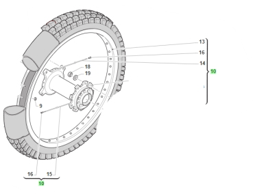 Hinterradfelge mit Nabe 19x1.85  2015, # 70146.15`