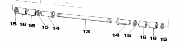 Schwingenachse 14mm,  90-94 80/85, # 74012