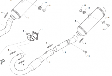 Zwischenrohr Twinpipe 450 SMR/SMK ab mod 22 links , # F27662.