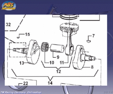 Lager Hubzapfen Kurbelwelle D.34, # F17200,