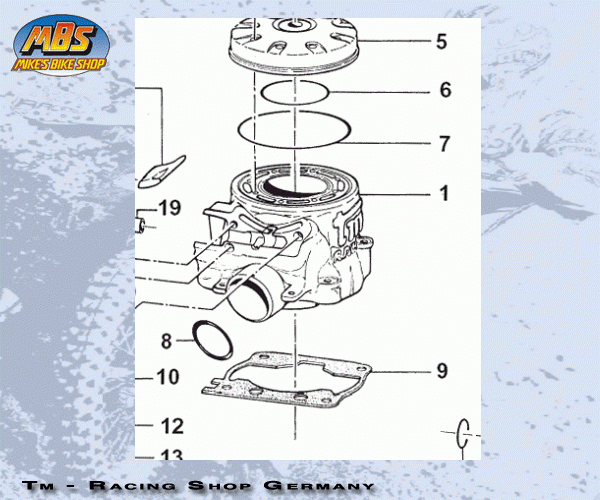 Zylinderfußdichtung  250/300  mod.94/08  0.3mm, # 05251
