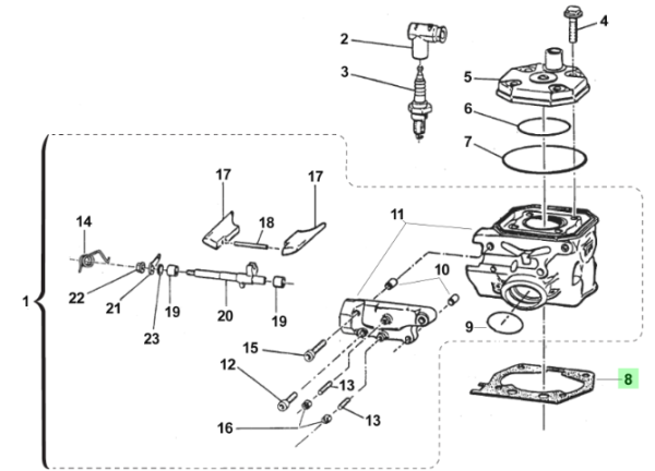 Dichtung Zylinder 80-100cc 0,5. # 05522`