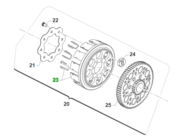Kupplungskorb 250/300 2T für Open Clutch F3. # 25012`