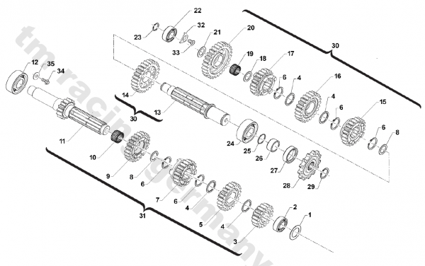 Distanzbuchse Getriebeausgang 250/300 2T ab mod 19, # 26261`