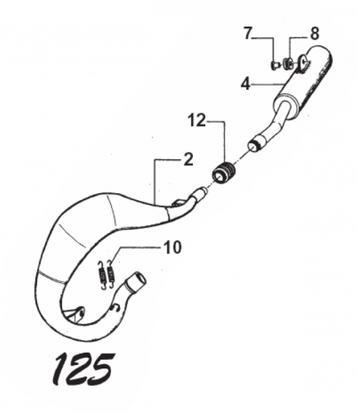 Auspuff HGS 125/144 cc mod 1998 bis 2004. # 27043`