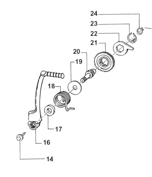 Kickstarterwelle 85, 125, 144cc.  # 28051`