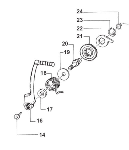 Kickstarterwelle 85, 125, 144cc,  # 28051`