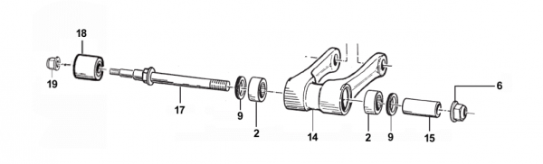 Bolzen Umlenkung mit Aufnahme für Kettenrolle, # 49790`