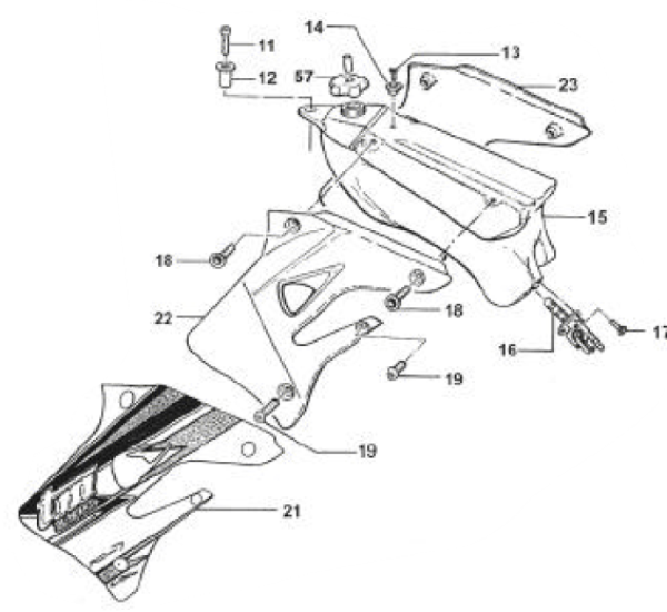 Kühlerverkleidung 2T rechts 04/07 blau. # 67161`