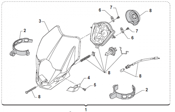 Lichtmaske vorne, nur Plastik, weiß, # 67221.1.