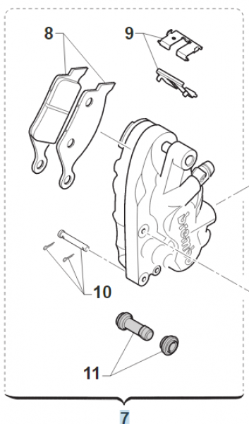 Bremszange vorne , Brembo, für Marzocchi/Paioli/Öhlins, # 69064.