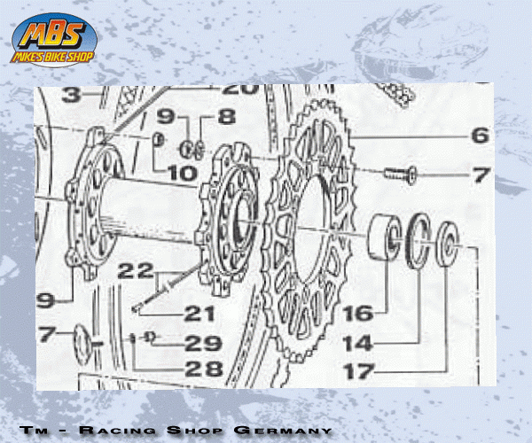 Distanzbuchse Hinterrrad modell 1996 bis 2004, # 70009´