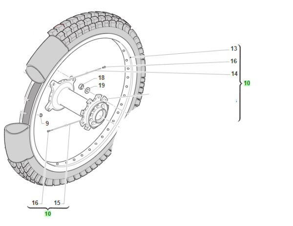 Hinterradfelge mit Nabe 19x1.85  2015, # 70146.15`