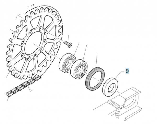 Buchse Hinterrad Kettenseite SMK 2022, # 70322`