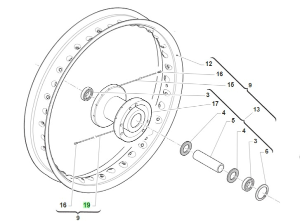 Speiche Vorderrad 4.0/3.5 x 173 (Bremsseite). # 70338`
