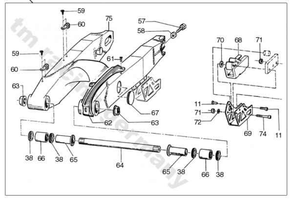 Buchse Schwinge mod 1995 bis 2007  F16 (30X53), # 73109`