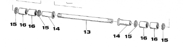 Schwingenachse 14mm,  90-94 80/85, # 74012