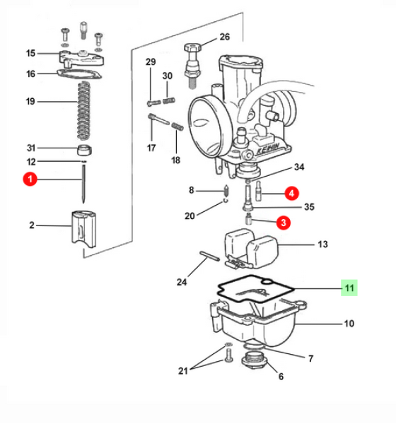 Schwimmerkammergehäuse Dichtung  PWK 28 K. # D24138`