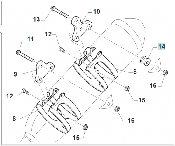 Distanzbuchse Rahmenheck - Schalldämpfer. # F27532`