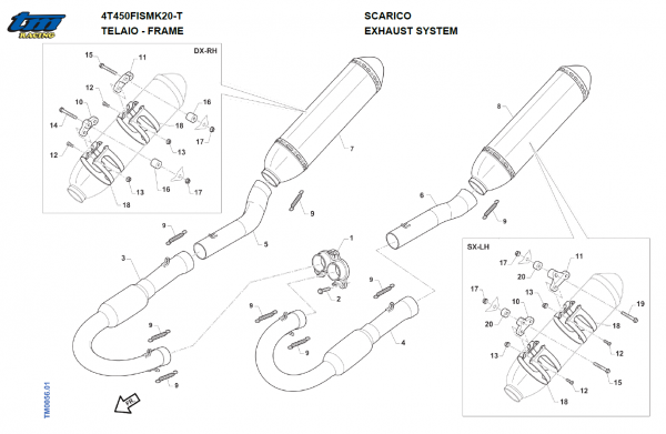 Schalldämpfer SMX 450 Fi KIT links My`20, # F27629