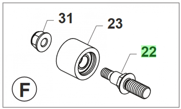 Bolzen Rahmen/Kettenrolle SMX/SMK, # F49068`