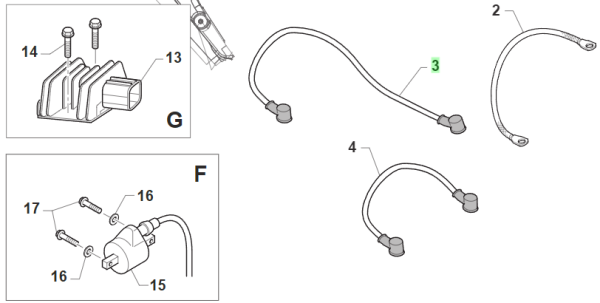 Kabel Batterie, schwarz. # F68334`