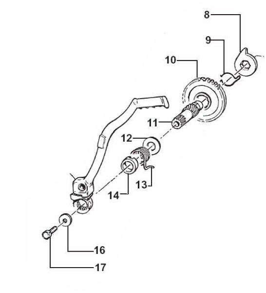 Kickstarterwelle 250/400 4T, 250/300  2T mit 18 mm Lagersitz ab 2002, # F28508.2,